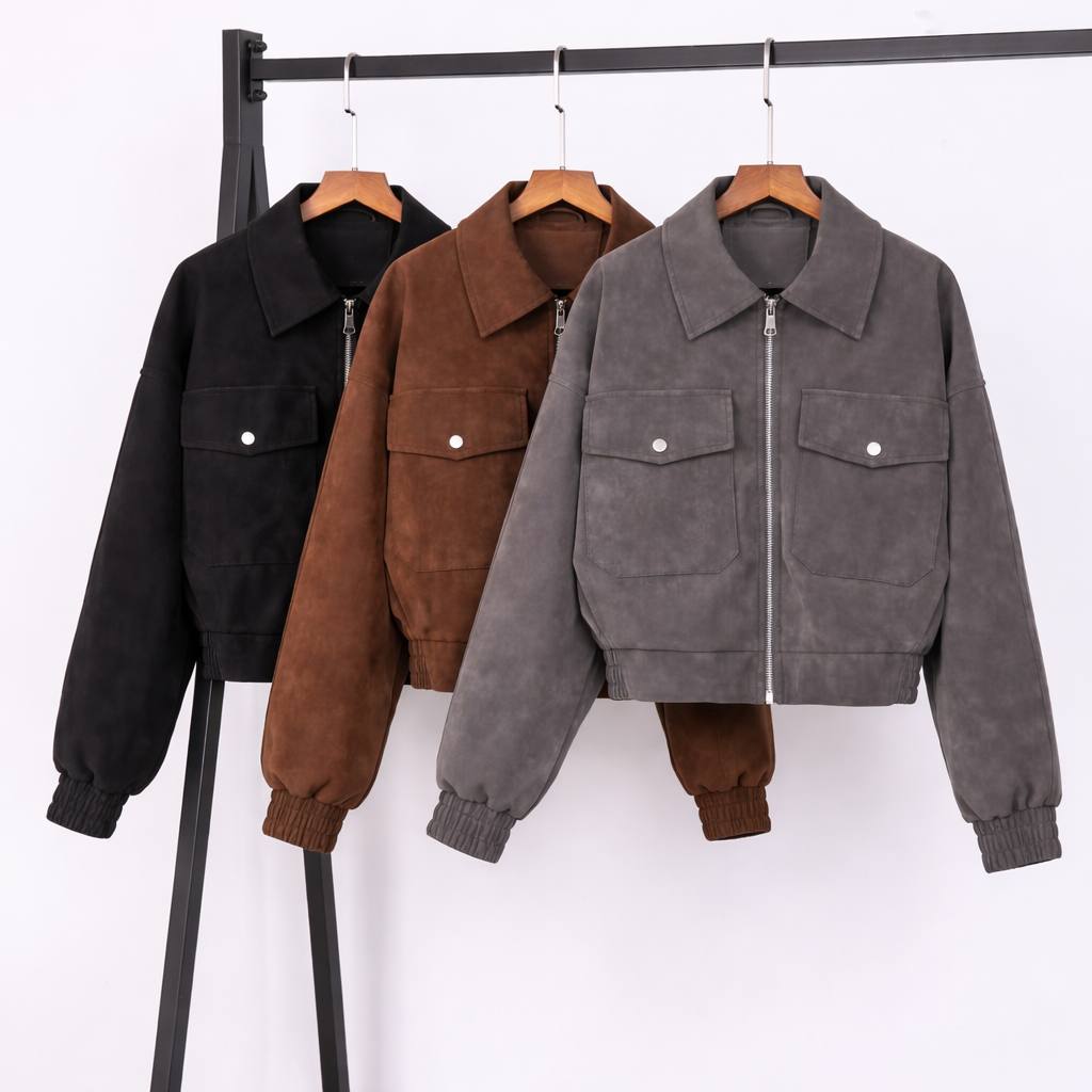 Бомбер с ЭКО замши производство Китай Co-0051