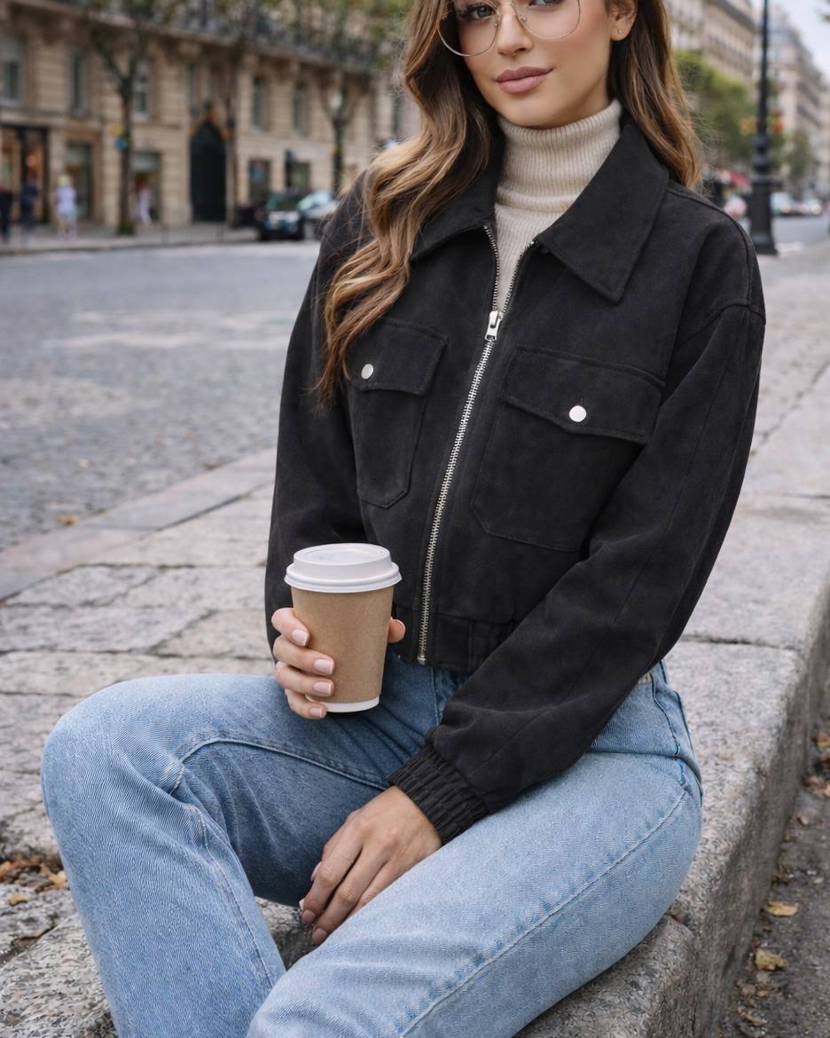 Бомбер с ЭКО замши производство Китай Co-0051