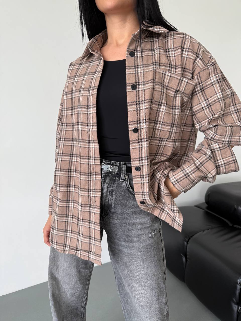 Рубашка в клетку Mood-0006