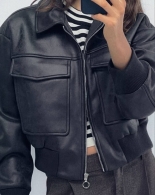 Бомбер с ЭКО кожи производство Китай Co-0052