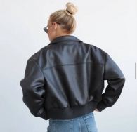 Бомбер с ЭКО кожи производство Китай Co-0052