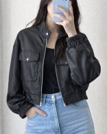 Куртка бомбер из ЭКО кожи производство Китай Co-0056