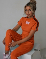 Женский облегающий костюм в рубчик Mix-0019