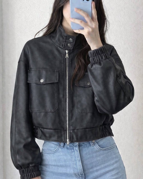 Куртка бомбер из ЭКО кожи производство Китай Co-0056