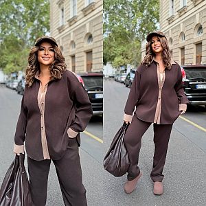 Купить костюм из вельвета большого размера оптом Kor-0010 Костюм из вельвета большого размера Kor-0010