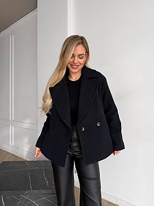 Купить черное короткое пальто оптом и в розницу Черное короткое пальто