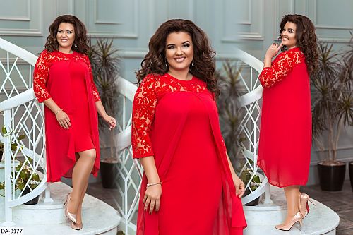 вечернее платье большого размера красное