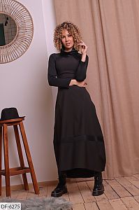 Длинное зимнее черное платье