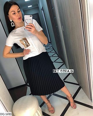 Плиссированная юбка черная Плиссированная юбка