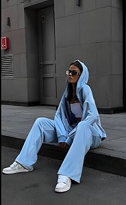 Купить костюм небесного цвета Cav-0017 Велюровый костюм небесного цвета Cav-0017