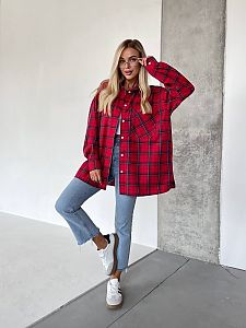 Купить красную рубашку в клетку Anb-0020 Красная рубашка в клетку Anb-0020